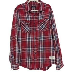 American Giant Flannel Shirt Men‎ M Red Plaid Heavyweight Cotton Rugged Outdoor